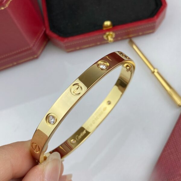 Cartier LOVE Bracelet Classic Model with 4 Diamonds - Original Quality - Image 3
