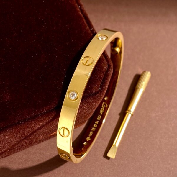 Cartier LOVE Bracelet Classic Model with 4 Diamonds - Original Quality - Image 4