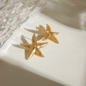 Gold Starfish Studs – Minimalist Stainless Steel Earrings