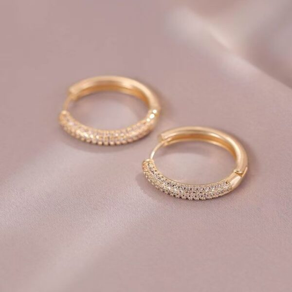 LunaLoop Luxe – Minimal Zircon-Crystal Gold Hoops - Image 5