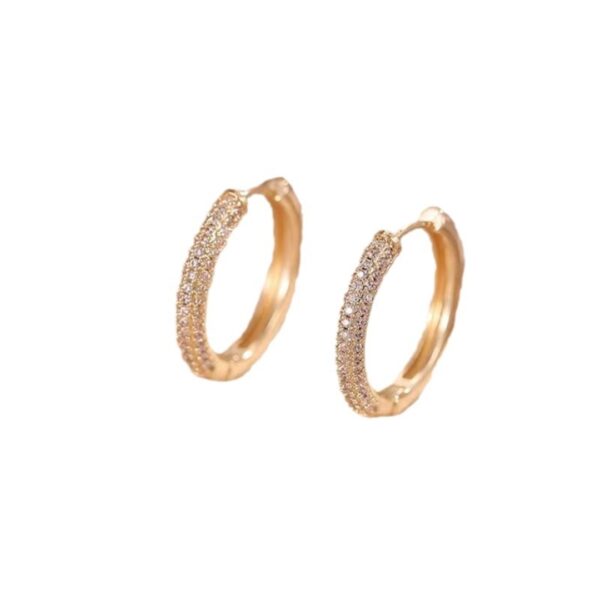 LunaLoop Luxe – Minimal Zircon-Crystal Gold Hoops - Image 6