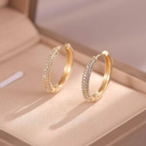 LunaLoop Luxe – Minimal Zircon-Crystal Gold Hoops