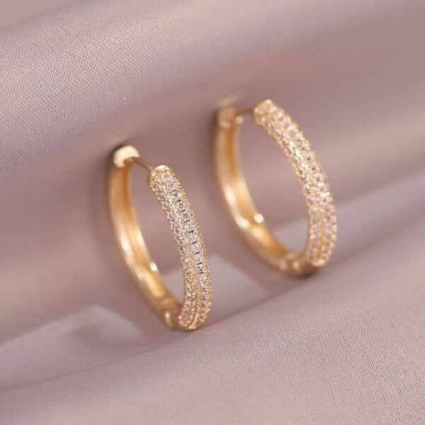LunaLoop Luxe – Minimal Zircon-Crystal Gold Hoops - Image 3