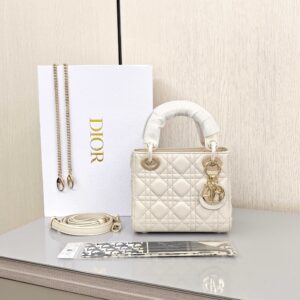 Mini Lady Dior Bag Latte Cannage Lambskin - Original Quality