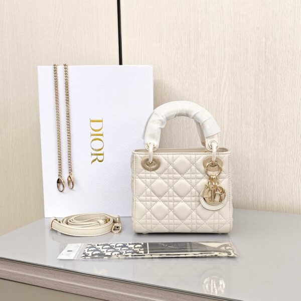Mini Lady Dior Bag Latte Cannage Lambskin - Original Quality