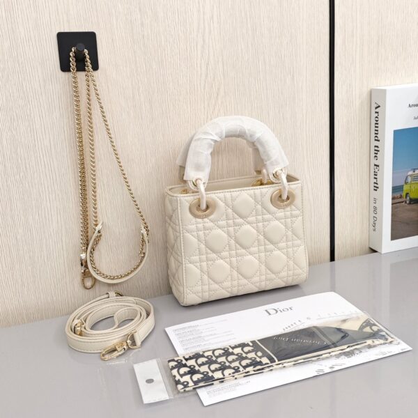 Mini Lady Dior Bag Latte Cannage Lambskin - Original Quality - Image 3