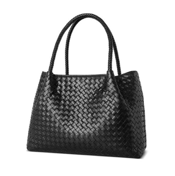 Premium Handwoven Cowhide Leather Tote with Inner Pouch 1