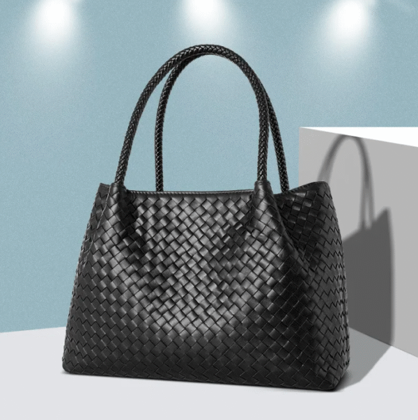 Premium Handwoven Cowhide Leather Tote with Inner Pouch 3