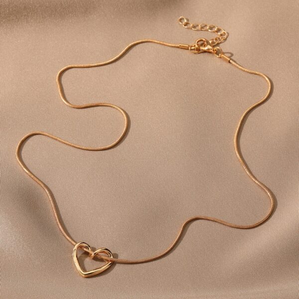The Amora Hollow Heart – Elegant Snake Chain Necklace for Women - Image 2