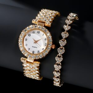The Celeste Luxe Set – Women's Silver Strap Watch & Matching Bracelet