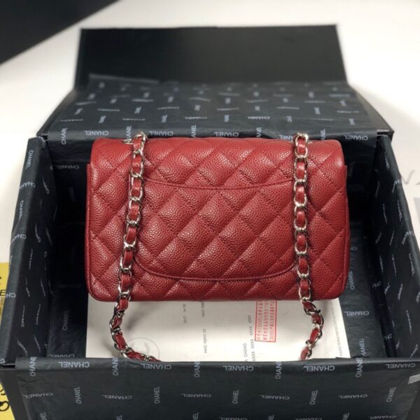 Chanel Mini Flap Caviar Burgundy Silver Hardware - Original Quality - Image 2