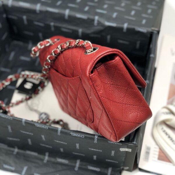 Chanel Mini Flap Caviar Burgundy Silver Hardware - Original Quality - Image 3