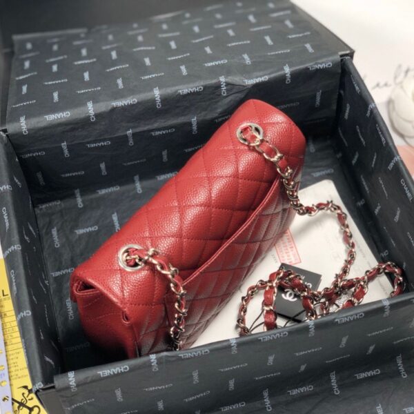 Chanel Mini Flap Caviar Burgundy Silver Hardware - Original Quality - Image 4