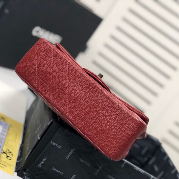 Chanel Mini Flap Caviar Burgundy Silver Hardware - Original Quality - Image 5