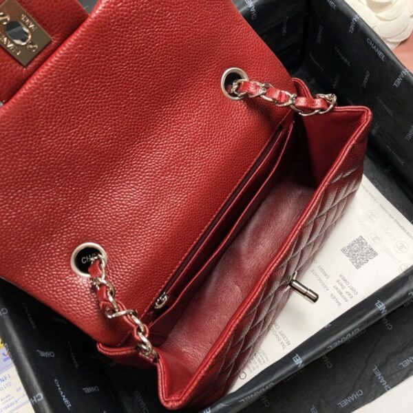 Chanel Mini Flap Caviar Burgundy Silver Hardware - Original Quality - Image 7