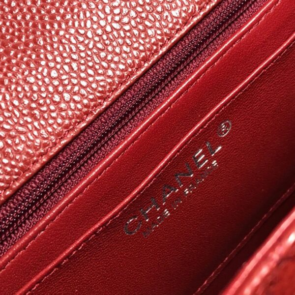 Chanel Mini Flap Caviar Burgundy Silver Hardware - Original Quality - Image 8