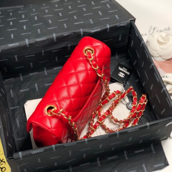 Chanel Mini Flap Caviar with Gold Hardware Red - Original Quality - Image 4
