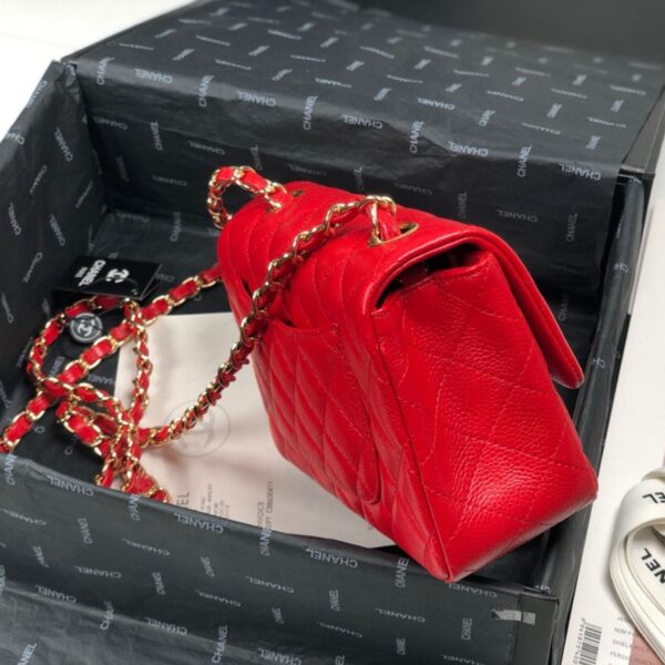 Chanel Mini Flap Caviar with Gold Hardware Red - Original Quality - Image 5