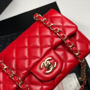 Chanel Mini Flap Caviar with Gold Hardware Red - Original Quality