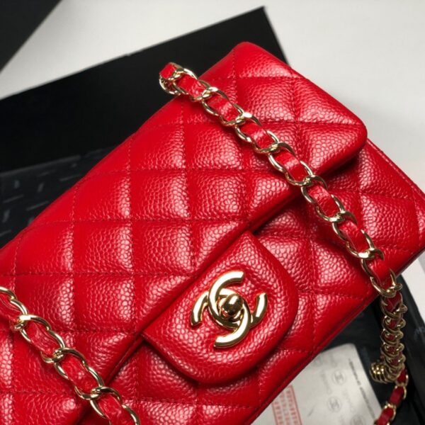 Chanel Mini Flap Caviar with Gold Hardware Red - Original Quality
