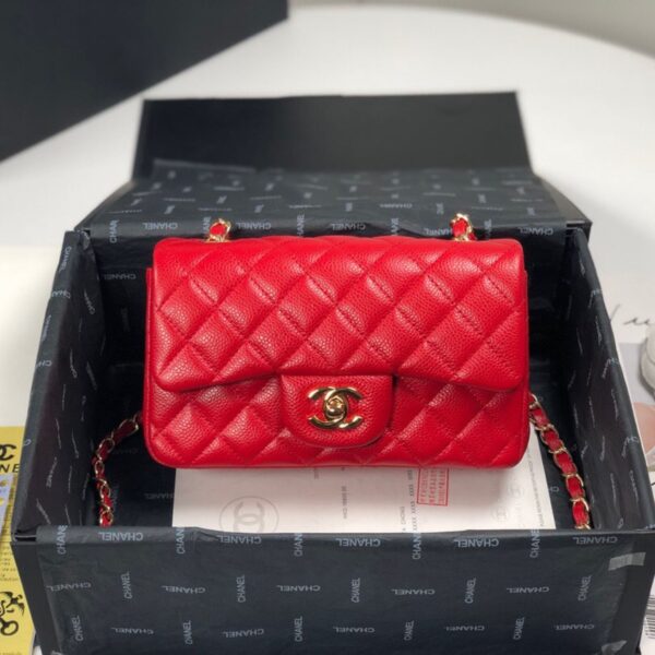 Chanel Mini Flap Caviar with Gold Hardware Red - Original Quality - Image 2