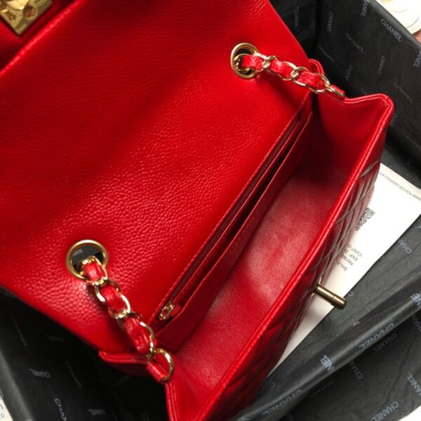 Chanel Mini Flap Caviar with Gold Hardware Red - Original Quality - Image 7