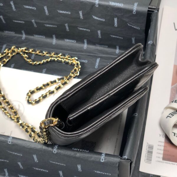 Chanel Wallet on Chain Black Lambskin in Gold - Original Quality - Image 4