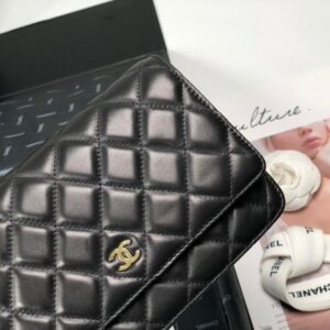 Chanel Wallet on Chain Black Lambskin in Gold - Original Quality
