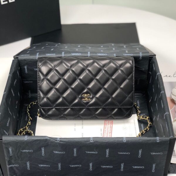 Chanel Wallet on Chain Black Lambskin in Gold - Original Quality - Image 2