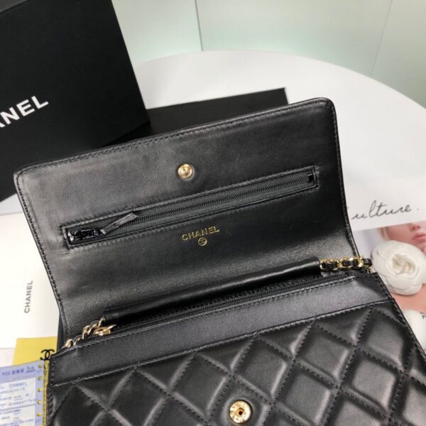Chanel Wallet on Chain Black Lambskin in Gold - Original Quality - Image 7