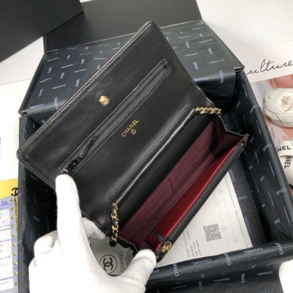 Chanel Wallet on Chain Black Lambskin in Gold - Original Quality - Image 8