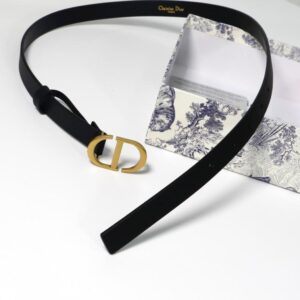 Christian Dior 30 Montaigne Belt 35mm Black Calfskin - Original Quality