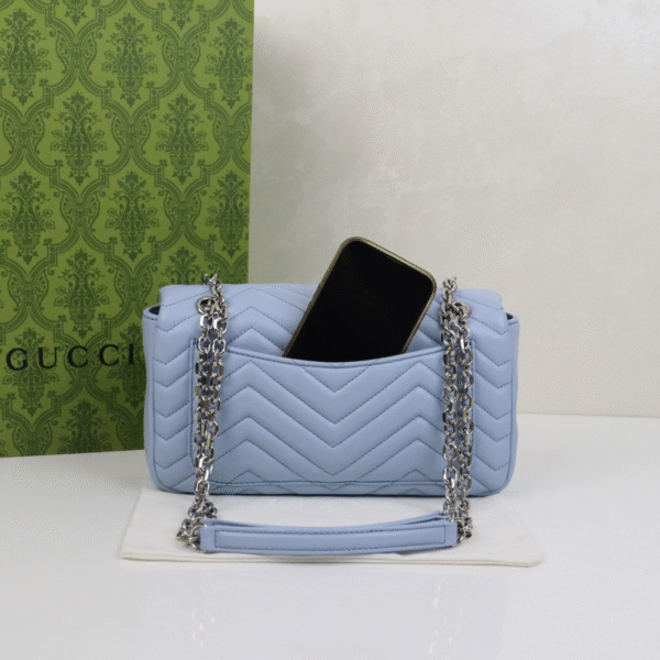 GG Marmont Medium Shoulder Bag Light Blue - Original Quality - Image 4