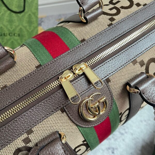 Gucci Jumbo GG Large Duffle Bag Camel Canvas Ebony Calfskin - Original Quality - Image 7