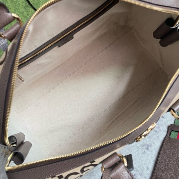 Gucci Jumbo GG Large Duffle Bag Camel Canvas Ebony Calfskin - Original Quality - Image 9