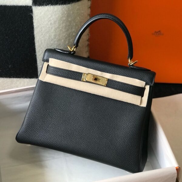 Hermes Kelly 25 Noir Togo with Gold Hardware - Original Quality - Image 2