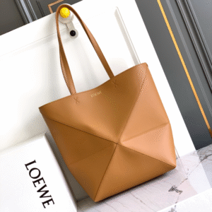 Loewe Medium Puzzle Fold Tote in Shiny Calfskin Warm Desert - Original Quality