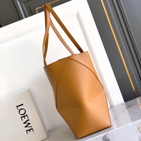 Loewe Medium Puzzle Fold Tote in Shiny Calfskin Warm Desert - Original Quality - Image 3