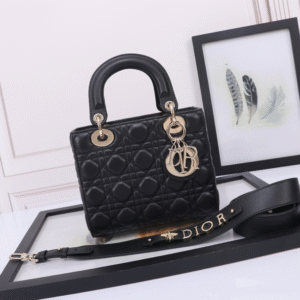 Small Lady Dior Bag Black Cannage Lambskin - Original Quality
