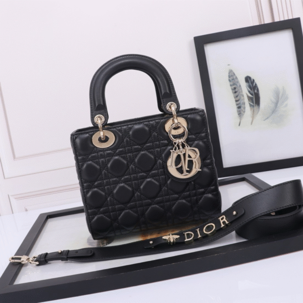 Small Lady Dior Bag Black Cannage Lambskin - Original Quality