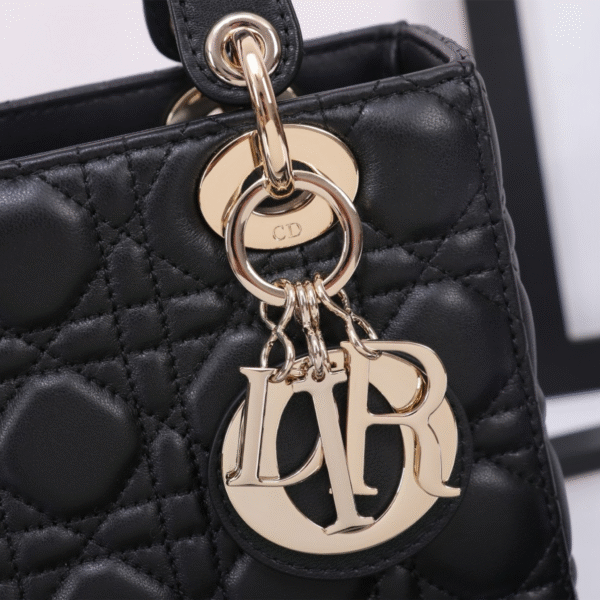 Small Lady Dior Bag Black Cannage Lambskin - Original Quality - Image 7