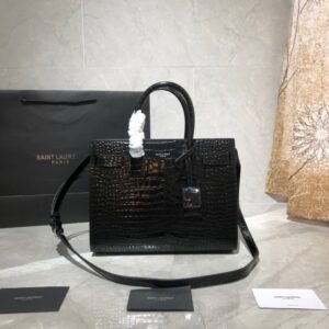 Saint Laurent Sac De Jour Nano – Shiny Croc-Embossed Leather