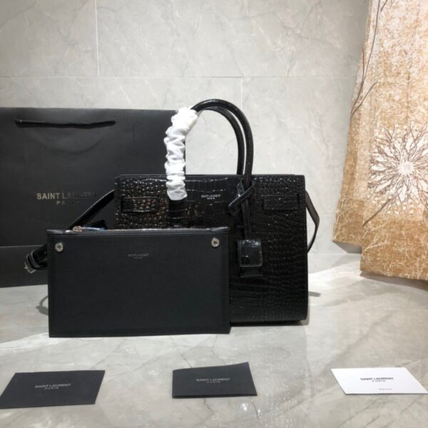 Saint Laurent Sac De Jour Nano – Shiny Croc-Embossed Leather - Image 8