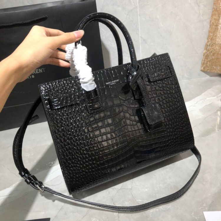 18. Saint Laurent Sac de Jour Nano – Shiny Croc‑Embossed