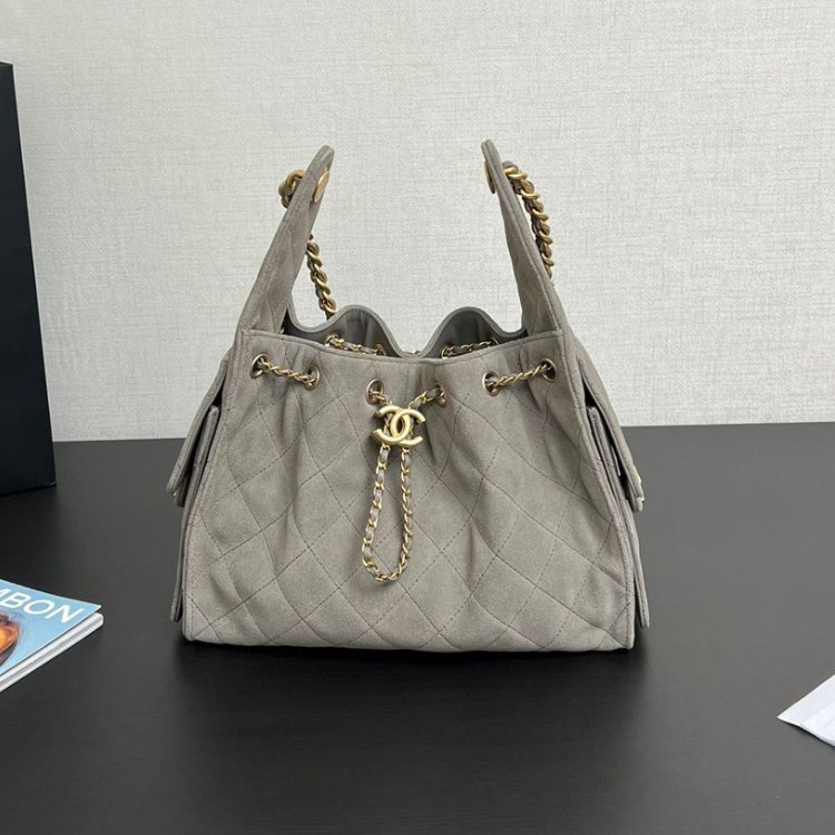 2. Chanel 25 Small Hobo Bag Grey Suede