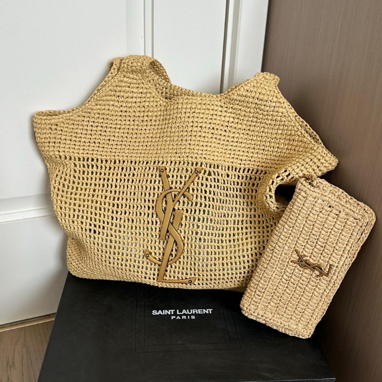 5. Saint Laurent Icare in Raffia Tote Bag
