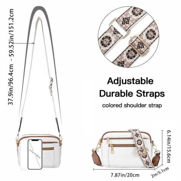 BlossomStride Triple-Zip Colorblock Crossbody with Artisan Strap - Image 5