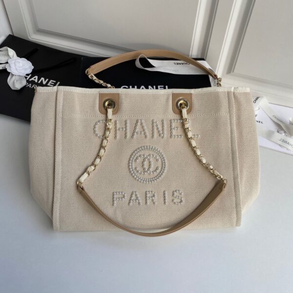 Chanel Deauville Tote Small Beige - Original Quality - Image 2