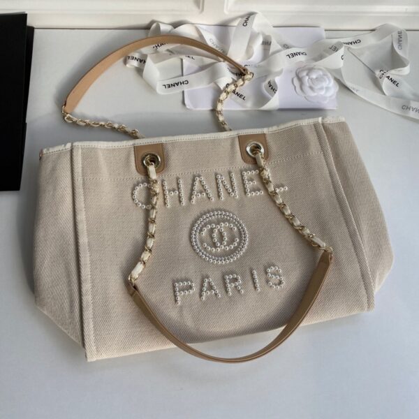 Chanel Deauville Tote Small Beige - Original Quality - Image 7