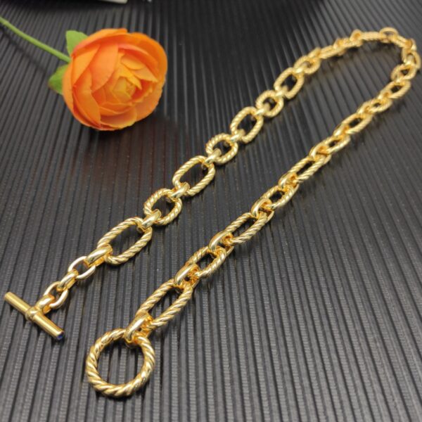 David Yurman Oval Link Chain Necklace Gold 16mm - Original Quality - Image 7